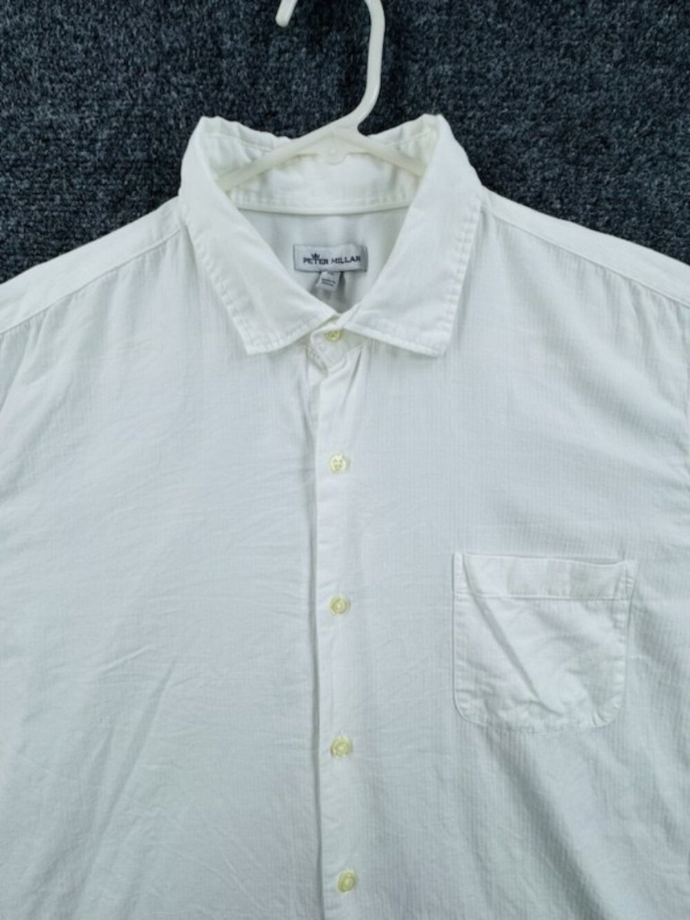 Peter Millar Lightweight Soft Cotton XL White Long Sleeve Golf Pocket Mens Shirt